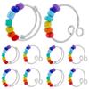 DICOSMETIC 10Pcs 2 Styles Rainbow Rotating Open Cuff Rings Adjustable Personalized Wrap Ring Rotatable Bead Rings Fidget Ring for Anxiety Rainbow Spinner Beads Ring, US Size 8 3/4 view 1