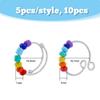 DICOSMETIC 10Pcs 2 Styles Rainbow Rotating Open Cuff Rings Adjustable Personalized Wrap Ring Rotatable Bead Rings Fidget Ring for Anxiety Rainbow Spinner Beads Ring, US Size 8 3/4 view 3