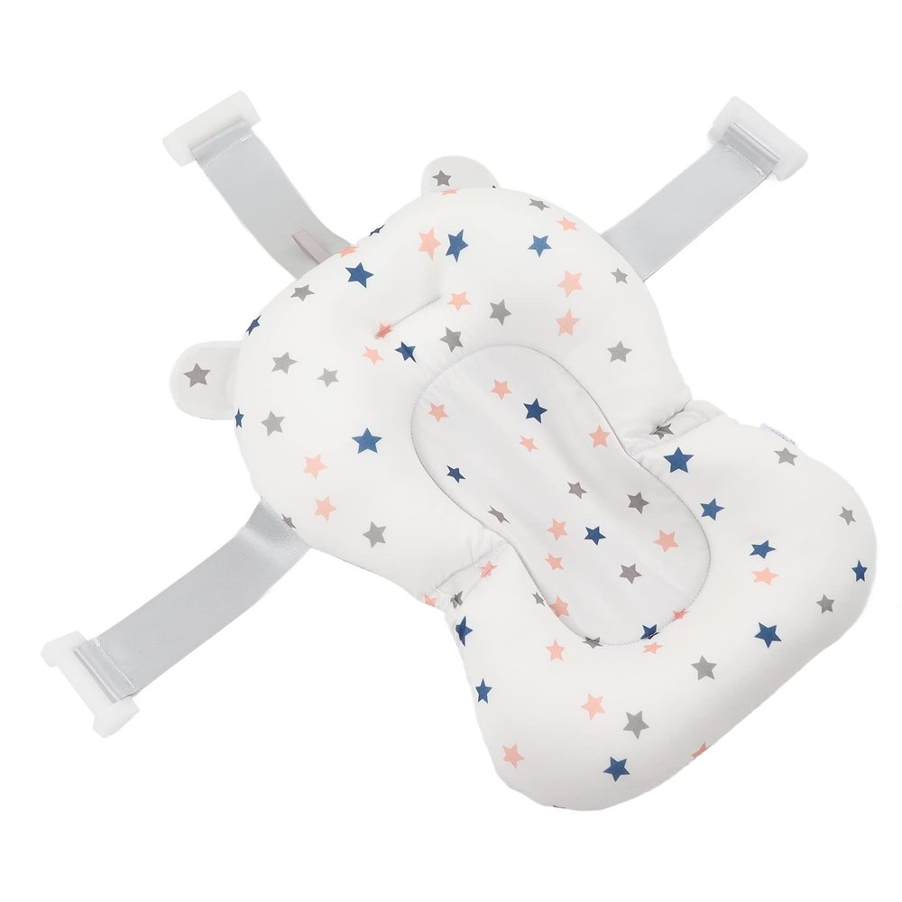 Baby Bath Pad Baby Bath Seat, Baby Bath Cushion Pad Newborn Bathtub Mat, Infant Bath Supporter Net Baby Bathtub Pillow, Bathing Tub Seat, Gifts (White Stars)