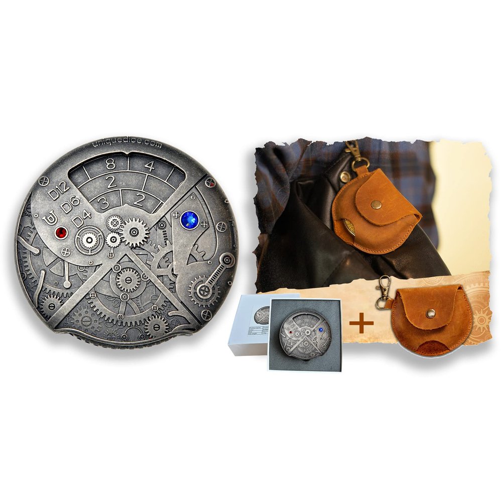 Unique Dice Roulette Dice Metal Dice Set Mechanical Dice Spinner DND Roller D&D Dice, Steampunk Dice Retro Dice Spinner Dice D20 All in One DND Dice D6, D8, D10, D12 for Dungeons and Dragons TRPG
