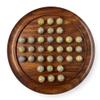 30cm Diameter WOODEN SOLITAIRE BOARD GAME with SPECKLED GOLDEN SPINOSAURUS GLASS MARBLES | |classic wooden solitaire game | strategy board game view 1