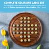 30cm Diameter WOODEN SOLITAIRE BOARD GAME with SPECKLED GOLDEN SPINOSAURUS GLASS MARBLES | |classic wooden solitaire game | strategy board game view 3