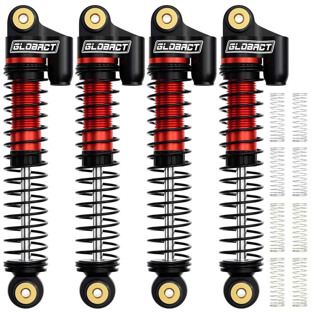 GLOBACT 52mm Oil Shocks for 1/24 Axial SCX24 Bronco/JLU CRC/Deadbolt/Gladiator /C10 Upgrade Accessories (Black Red)