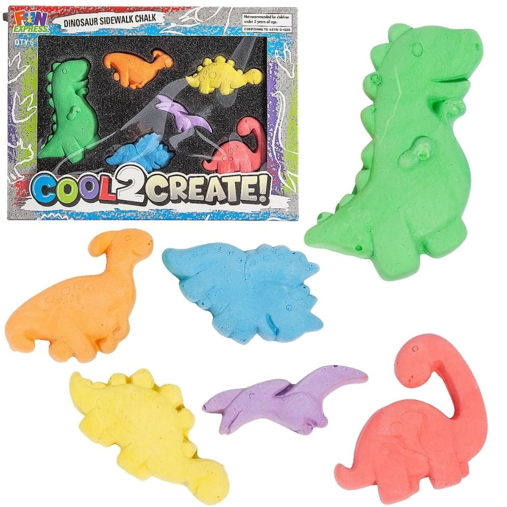 Fun Express Dinosaur-Shaped Sidewalk Chalk - 6 Pieces
