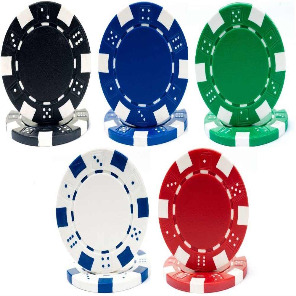 Striped Dice Clay Composite Poker Chips 5 Colors 1000 pcs