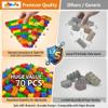 WYSWYG Large Classic Building Blocks Set 70 Pcs in 5 Colors, Big Construction Bricks Compatible with Duplo, Preschool STEM Educational Toys for Age 3-6 view 2