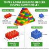 WYSWYG Large Classic Building Blocks Set 70 Pcs in 5 Colors, Big Construction Bricks Compatible with Duplo, Preschool STEM Educational Toys for Age 3-6 view 3
