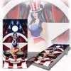 American Flag Pinup Cornhole Board Wrap view 1