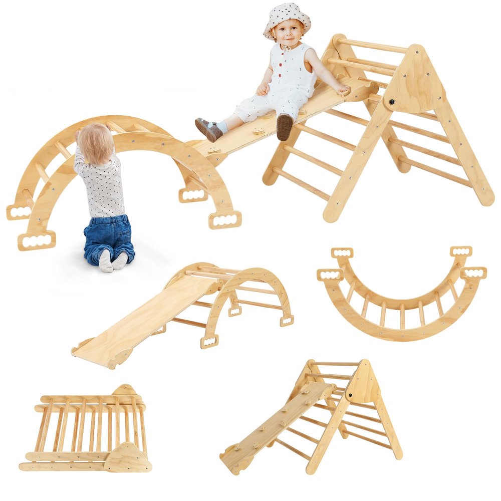 Houseables Pickler Set, Pikler Triangle Set, Pickler, Pikler Climber, Montessori Climber, Toddler Climbing Toys Indoor, Wooden Indoor Jungle Gym, Montessori Play Gym, Playground for Kids, Toddlers 1-3