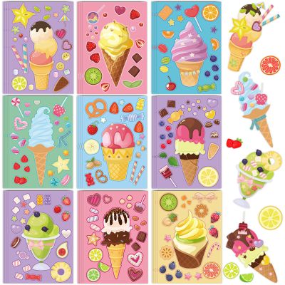 36 Sheets Ice Cream Stickers for Back to School Decoration Ice Cream Party Supplies Sticker Make Your Own Sticker Mix and Match DIY Summer Stickers for Kids Gift Teacher Rewards Art Party Favors
