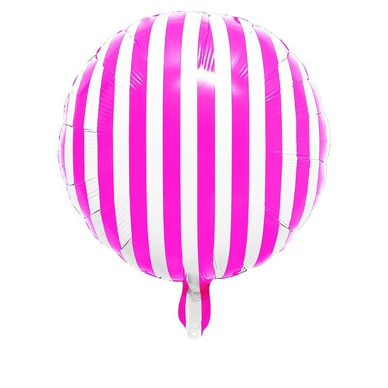 18 Inch Pink Striped Balloons Helium Foil Mylar Pink Striped Balloons for Girls Themed Birthday Baby Shower Ceremonies Holiday Parties Decorations Supplies