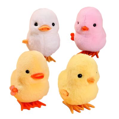 HawaStar Easter Wind-Up Plush Toys Fluffy Realistic Jumping Chicks & Ducks for Kids (Pack of 4)