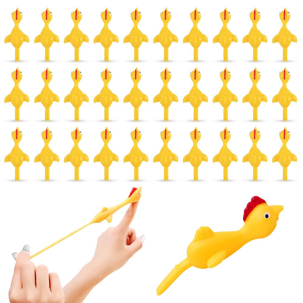BUVUDI 30 Pieces Rubber Chicken Slingshot Rubber Chickens Flying Chicken Slingshot Flicken Chicken Game Finger Slingshot Chicken Toys Chicken Flingers Flinging Chickens for Party Favors Activity Gift
