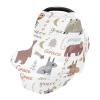 Personalized Baby Car Seat Cover for Boys Girls, Customized Infant Carseat Covers with Name, Multi Use Nursing Cover Breastfeeding Scarf, Stroller Sun Shade Cover Canopy, Cartoon Animal view 1