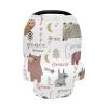 Personalized Baby Car Seat Cover for Boys Girls, Customized Infant Carseat Covers with Name, Multi Use Nursing Cover Breastfeeding Scarf, Stroller Sun Shade Cover Canopy, Cartoon Animal view 2