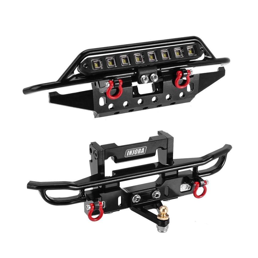 INJORA Front&Rear Tube Bumper Metal Bumper Set for TRX4M Bronco Upgrade 1/18 RC Crawler
