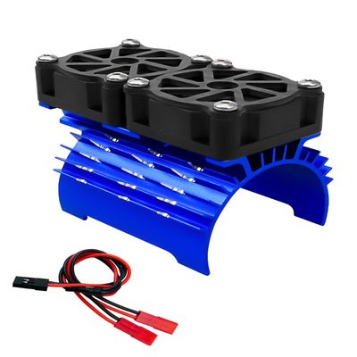 RC Car Motor Cooling Fans Twin 30mm 28000rpm, Motor Fan with Metal Heatsink 3660 3650 3670 540 550 Brushless Motor Update Parts for 1/10 1/8 RC Car Truck Diameter 36-38mm Brushless Motor, Blue