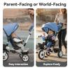 EOOWOY Toddler Tricycle with Push Handle, 7 in 1 Stroller Trike with 360 Swivel Seat, Reclining Backrest, All-Terrain Wheels, Dual Brakes, Canopy & Storage, Gift for Kids 18 Months to 5 Years, Blue view 4