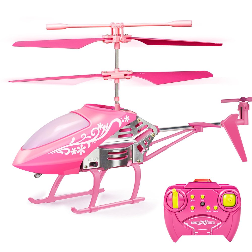 YongnKids Remote Control Helicopter for Kids, Rc Plane for Kids Ages 8+, 3.5 Channel,2.4GHz Rc Helicopter with LED Lights, Airplane Toys for Beginner Boys Girls Indoor- Pink