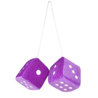 1 Pair 3 Purple Fuzzy Plush Dice Classic Vintage [Nostalgic 80s Fuzzy Car Dice for Mirror ] for Automotive Interior Mirrors