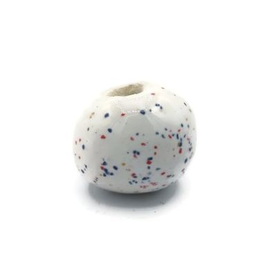 1Pc Handmade Extra Large Round Beads, Ceramic Craft Supplies for Macrame Large Hole (30 mm, Confetti White)