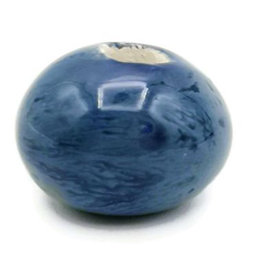 1Pc Handmade Extra Large Round Beads, Ceramic Craft Supplies for Macrame Large Hole (30 mm, Dark Blue Speckled)