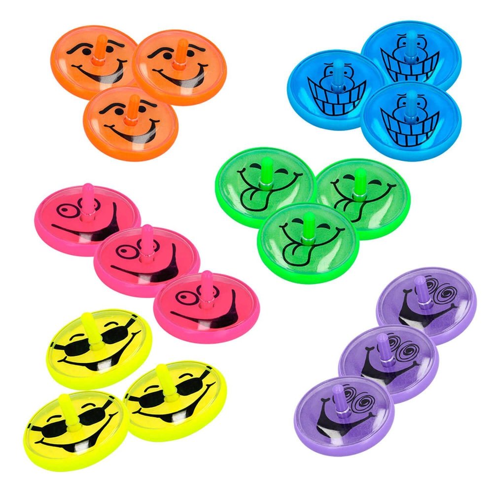 Boland Set of 18 Smiling Spinners  6 Colours  4 cm