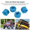 Aluminum 12mm Hex Wheel Hubs Adapters, RC Hex Wheel Hub Adapter with Cross Wrench, Wheel hex hubs with Pins Screws for RC Car Upgrades Accessories[Blue] view 3