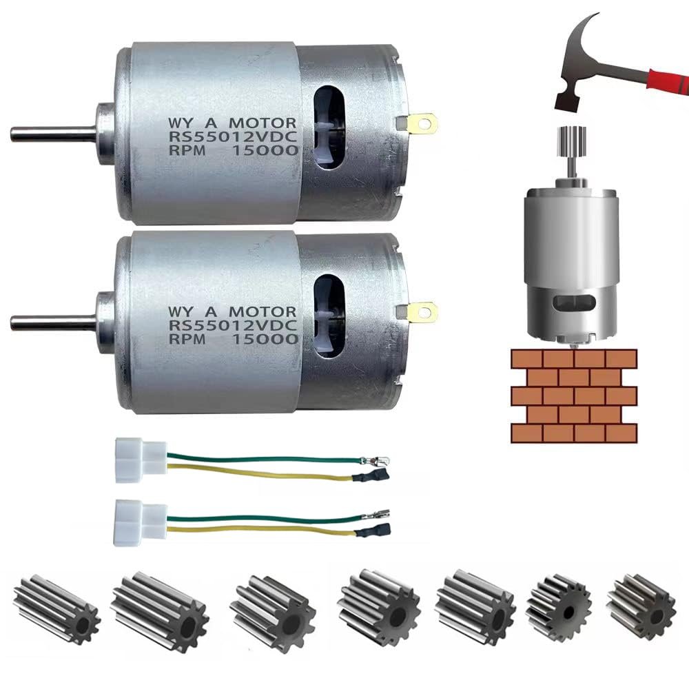2 Pcs 12V RS550 15000RPM Electric Drive Motor for Power Wheels Upgrade,18 Volt Motor for Kid's Ride On Vehicals,6V-18V DC Motor Round Shaft - High Torque & Power for DIY Electric,Replacement Engine