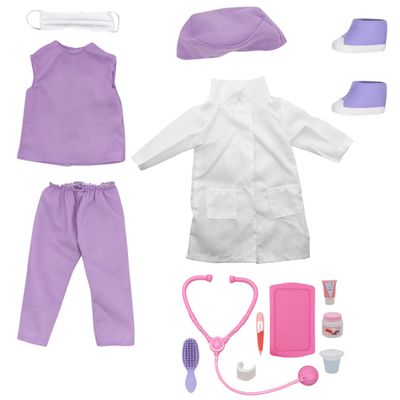 Style Girls: 18" Doctor Dress Up Set - 15 Piece Outfit & Accessory Set, Dress Up, Doll Accessories, Purple White & Pink