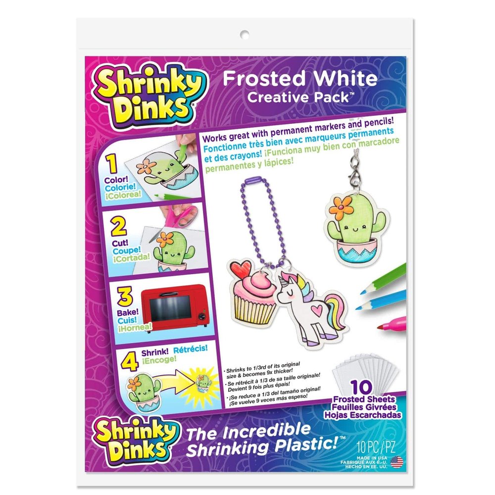 12 Packs: 10 ct. (120 total) Shrinky Dinks Frosted White Creative Pack