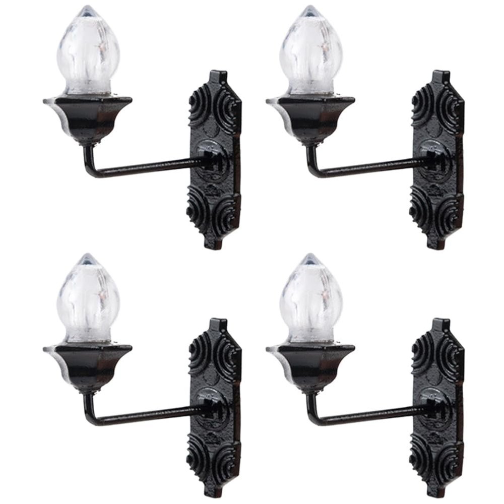 Housoutil Dollhouse Miniature Wall Sconces, 5PCS Dollhouse LED Wall Lamp, ABS Mini Decor Lamp,Black Decor Outdoor Lights Sand Table Lighting Toy for DIY Living Room Mini Toy Models