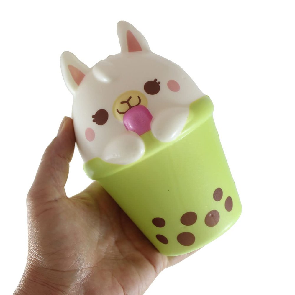 1 Large Alpaca 6" Animal Drinking Bubble Drink Cute Micro Slow Rise Squishy Toys - Memory Foam Party Favors, Prizes, OT Cow, Alpaca, Cat, Corgi, Bear, Unicorn (1 Alpaca)