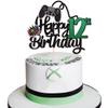 1 PCS Video Game Happy 12th Birthday Cake Topper Glitter Video Game Cake Pick Game On Controllers Twelve Cheers to 12 Years Cake Decoration for Happy 12th Birthday Party Supplies Green view 1