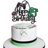 1 PCS Video Game Happy 15th Birthday Cake Topper Glitter Video Game Cake Pick Game On Controllers Fifteen Cheers to 15 Years Cake Decoration for Happy 15th Birthday Party Supplies Green view 1