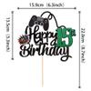 1 PCS Video Game Happy 15th Birthday Cake Topper Glitter Video Game Cake Pick Game On Controllers Fifteen Cheers to 15 Years Cake Decoration for Happy 15th Birthday Party Supplies Green view 2