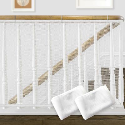 2 Pack Banister Guard 6.6ft x 2.6ft Child Safety Net Balcony Stair Railing Proof Mesh for Kids, Toys, Pets, White