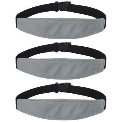 3 Pieces Baby Car Seat Head Support - Head Band Strap Headrest, Sleep Sling Sleep Locator for Infants and Toddlers Cute Pattern Kids Travel (Soft Grey)