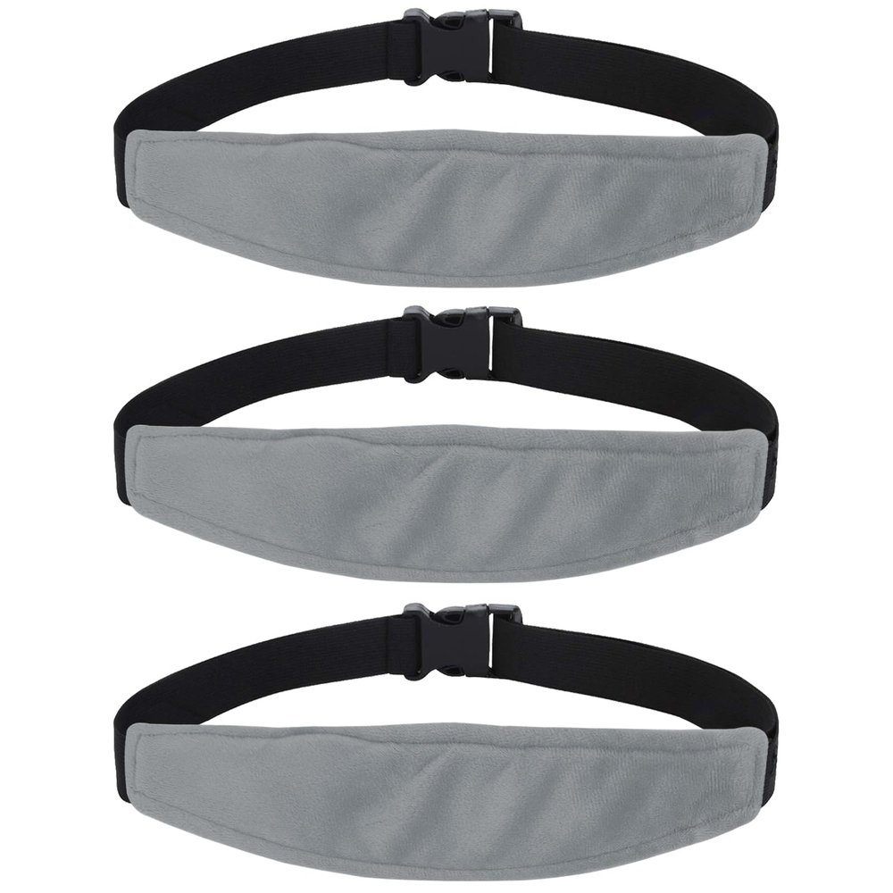 3 Pieces Baby Car Seat Head Support - Head Band Strap Headrest, Sleep Sling Sleep Locator for Infants and Toddlers Cute Pattern Kids Travel (Soft Grey)