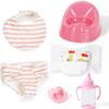 eDollable Realistic Baby Doll Accessories Set Toys for 12 inch Dolls Includes Doll Potty, Bib,Pacifier,Diaper and Feeding Bottle Perfect for Kids, Toddlers, and Girls view 1