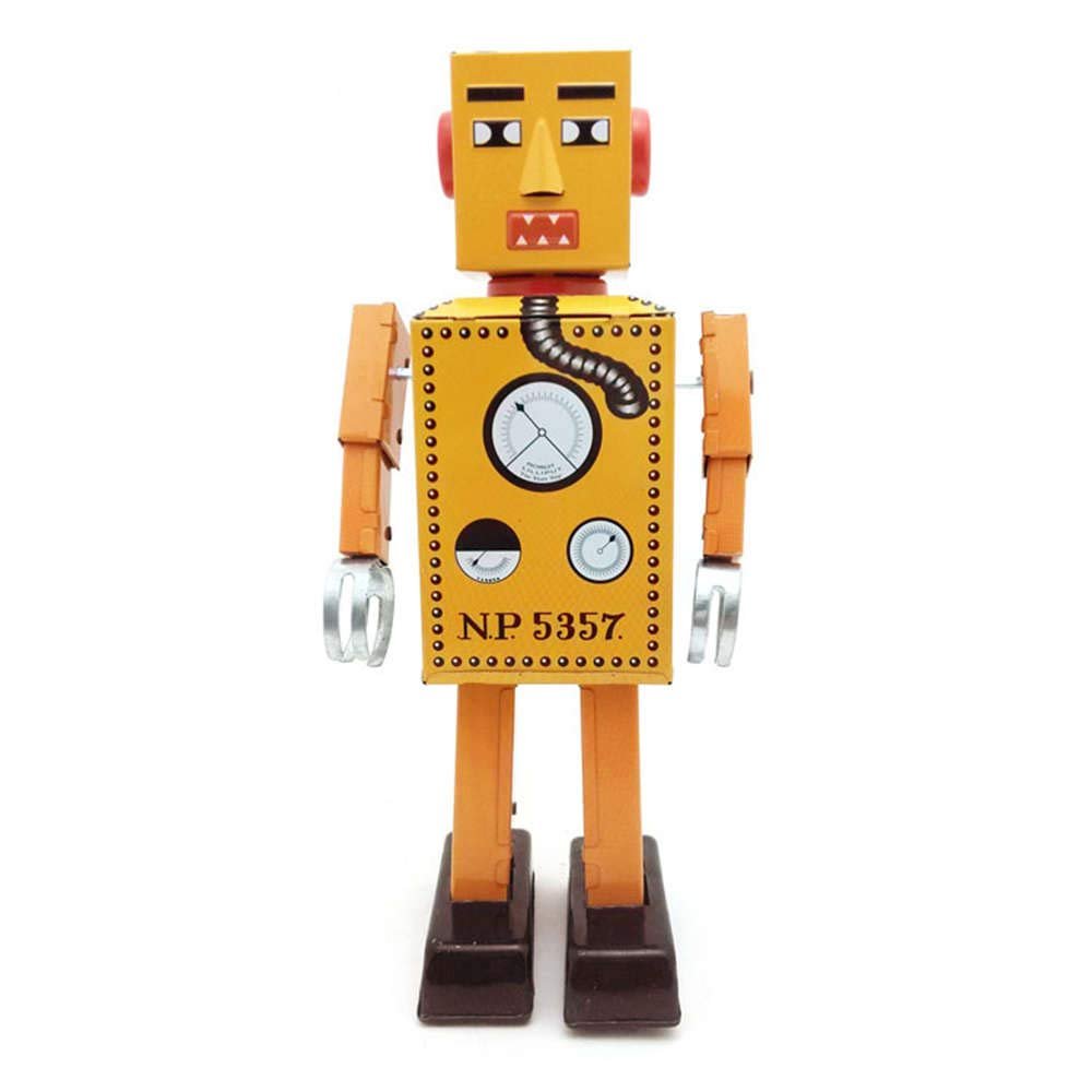 Charmgle Retro Tin Toy Clockwork Walking Robot Spring Wind-up Toys Christmas Stocking Stuffers Party Favor Adult Collection Large