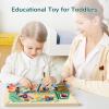 TOP BRIGHT Wooden Magnetic Maze Board for 3 4 5 Years Old, Wooden Activity Board, Learning Color Recognition Magnetic Beads Fine Motor Toys for Kids Age 3+ Years Old Boy Girl view 4