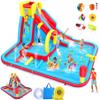 Whubefy Inflatable Water Slide for Kids with Water Obstacle Hurdles, 13x10FT Blow Up Water Park w/Slide/Deep Pool with Sprinkler/Large Splash Pool/Boxing Game/Climbing Wall/Basketball Rim/Water Cannon view 1