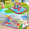 Whubefy Inflatable Water Slide for Kids with Water Obstacle Hurdles, 13x10FT Blow Up Water Park w/Slide/Deep Pool with Sprinkler/Large Splash Pool/Boxing Game/Climbing Wall/Basketball Rim/Water Cannon view 3