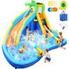 Whubefy Inflatable Water Slides for Kids with 450W Blower, 6 in 1 Blow Up Water Park, 158x 138 x 89 Waterslide w/Climbing Wall, Splash Pool, 2 Water Cannon, Basketball Rim & Crocodile Shower Head view 1