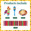 Libima 26 Pcs Mexican Decor Fiesta Decorations Include 6 Donkey 12 Large Fiesta Maracas 2 Serape Table Runners 6 Sombrero Hats for Mexican Decorations Favors(Boho) view 2