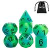 Poludie Glow in The Dark DND Dice, 7Pcs Luminous Polyhedral Die Set with Leather Die Bag, Glowing D&D Dice for RPG Table Games(Green Blue) view 1