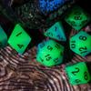 Poludie Glow in The Dark DND Dice, 7Pcs Luminous Polyhedral Die Set with Leather Die Bag, Glowing D&D Dice for RPG Table Games(Green Blue) view 4