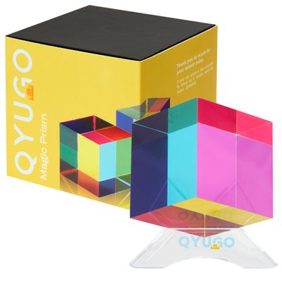 QYUGO Color Cube in Acrylic (50mm)  Acrylic CMY Color Mixing Desk Toy | STEM Educational Gift for Kids & Adults, Stress Relief Puzzle & Unique Home Office Decor
