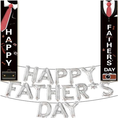 Black Happy Father's Day Door Banner with Happy Fathers Day Balloons - 16 Inch | Happy Father's Day Banner for Fathers Day Decorations | Happy Father Day Balloons for Party Decorations
